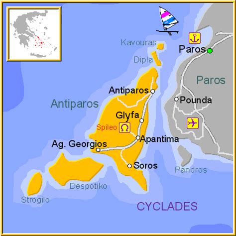 Antiparos map GREECE - Detailed map of Antiparos island