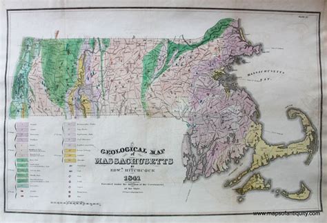 A Geological Map of Massachusetts - Antique Maps and Charts Original, Vintage, Rare Historical ...