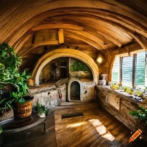 Photograph of a cozy hobbit house interior on Craiyon