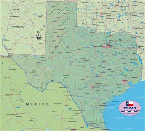 Map of Texas (State / Section in United States, USA) | Welt-Atlas.de