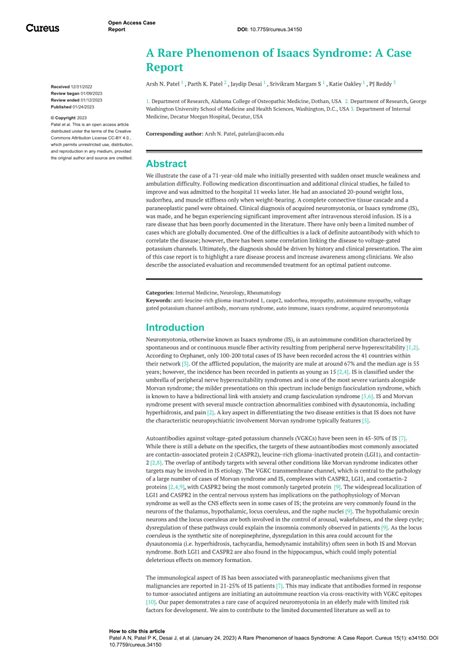 (PDF) A Rare Phenomenon of Isaacs Syndrome: A Case Report