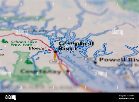 Campbell River British Columbia Canada shown on a road map or Geography ...