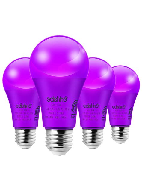 EDISHINE Purple LED Light Bulbs for Christmas Holiday Party Decoration, A19 14W LED Bulbs 100W ...
