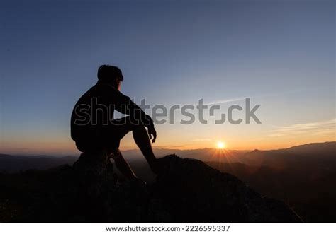 Silhouette Sad Man Sitting Alone On Stock Photo 2226595337 | Shutterstock