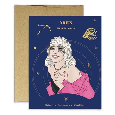 Aries Star Sign Pop Culture Zodiac Card | Party Mountain Paper – Outer Layer