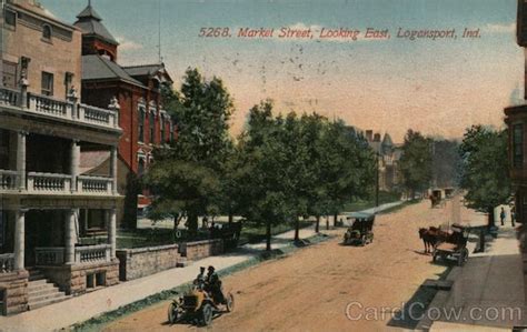 Market Street -Looking East Logansport, IN Postcard