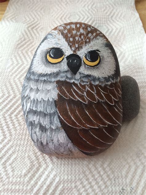 My owl rock | Painted rock animals, Painted rocks, Owl painting