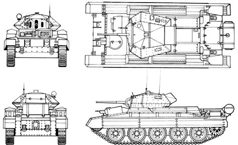 Crusader tank Blueprint - Download free blueprint for 3D modeling