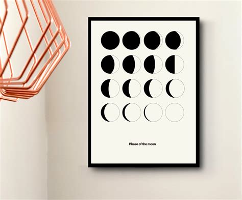 Moon Phases Wall Art Black and White Moon Phases Poster - Etsy