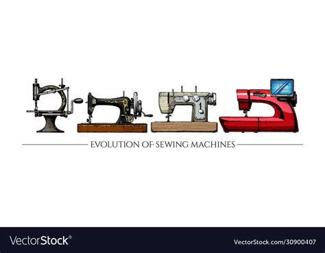 Evolution sewing machines Royalty Free Vector Image