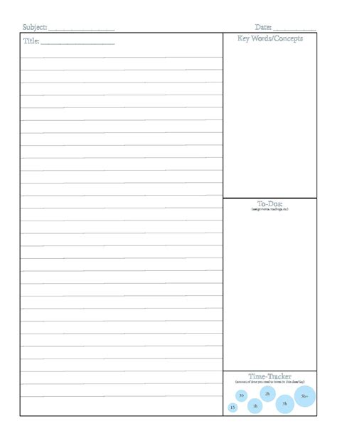 Printable Note Taking Template Printable Templates | Images and Photos ...