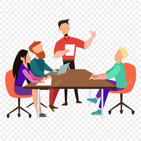 Staff Meeting Clipart Transparent Background, Hand Drawn Cartoon Meeting Office Staff White ...