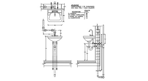 Sink section and plan cad drawing details dwg file - Cadbull