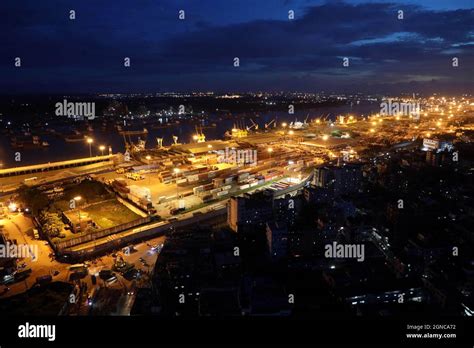 Chattogram, Bangladesh 07 september 2021: Night view of Chittagong Port ...