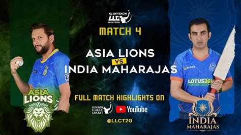 Asia lions v India Maharajas | Match 4 Highlights | Asia vs India | legend League cricket 2023 ...