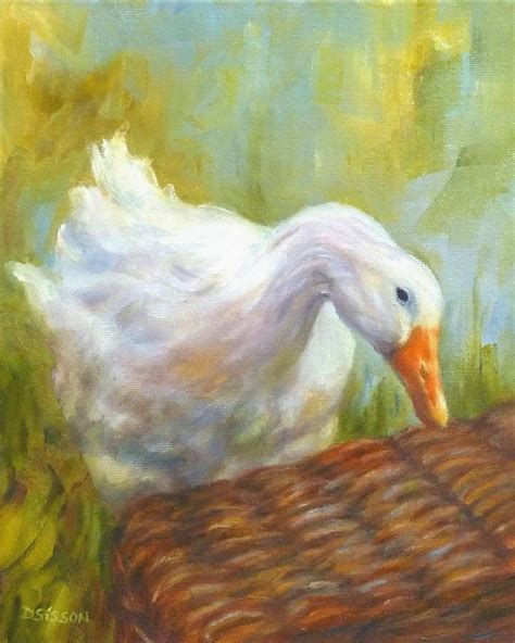 Daily Painting Projects: Curious Duck Oil Painting Duck Portrait Farm Animal Pet Picnic