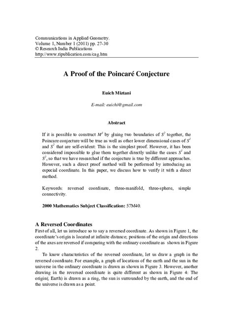 (PDF) A proof of the Poincare conjecture | Euich Miztani - Academia.edu