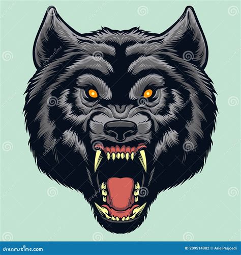 Angry Alpha Wolf Face Close Up Stock Illustration - Illustration of ...