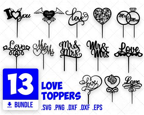 Wedding toppers SVG, figurines on cakes SVG, love toppers SVG, png, dxf, eps, pdf, canvas ...