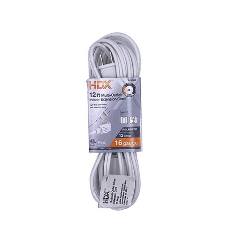 HDX 12 ft. 16/2 Light Duty Indoor Extension Cord, White FSEX06 - The Home Depot