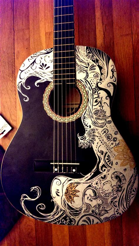 Sharpie Guitar - Abstract "La Negra" by Thanotech on Etsy | Guitar art, Guitar artwork, Guitar ...