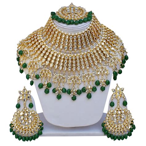 Buy Lucky Jewellery Ethnic Green Color Gold Plating Padmavat Jewelry ...