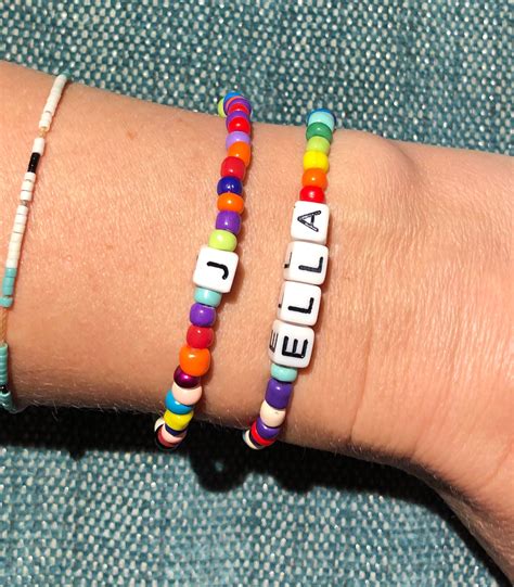 DIY bracelet kit, pony bead bracelet, letter bracelets, colorful name bracelet, stacking ...