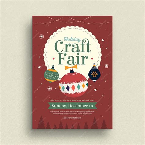 Premium PSD | Holiday christmas craft fair flyer_red