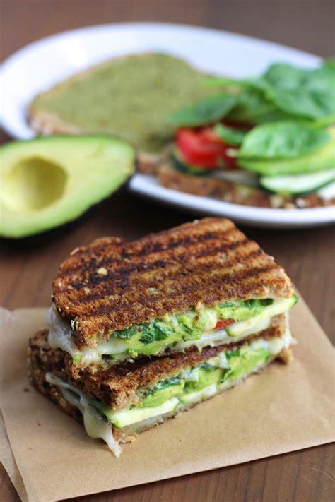 Zucchini and Avocado Grilled Cheese with pesto