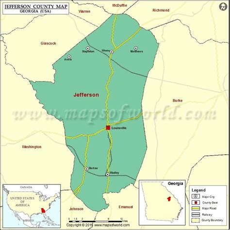 jefferson county map with the location of jefferson, virginia and ...