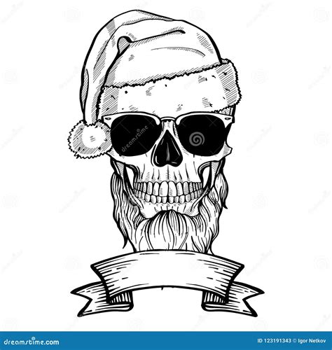 Hand Drawn Angry Skull of Santa Claus Stock Vector - Illustration of cartoon, celebrate: 123191343