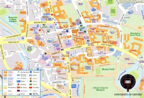 Oxford Maps - Top Tourist Attractions - Free, Printable City Street Map - Printable Town Maps ...