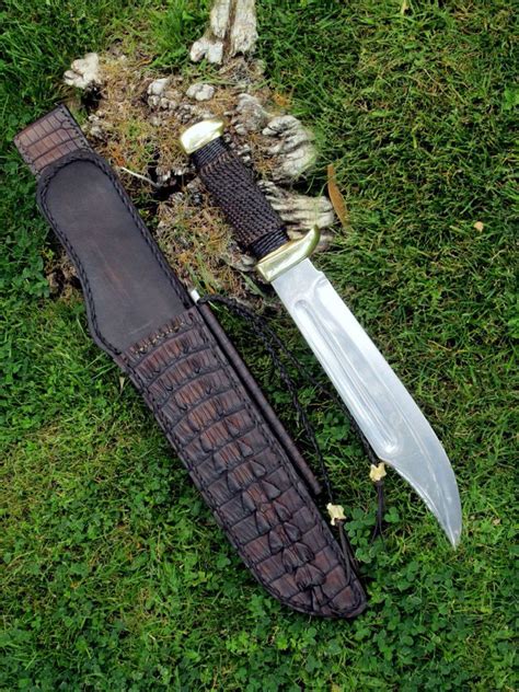 D2 steel handmade,Crocodile Bowie knife,Bowie knife,Dundee bowie,Linder ...