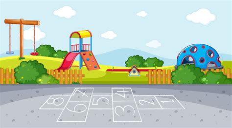 Hopscotch on playground background 7563488 Vector Art at Vecteezy