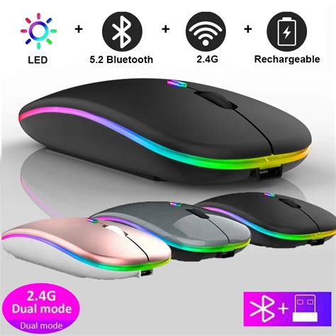 Wireless Mouse Gaming Mouse Usb Rechargeable Bluetooth-compatible Rgb ...