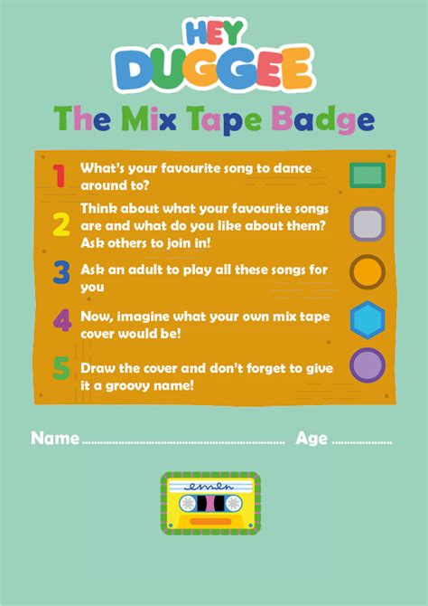 The Mixtape Badge Activity Sheet - Hey Duggee Official Website