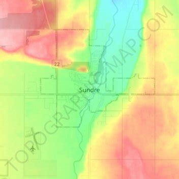 Sundre topographic map, elevation, terrain