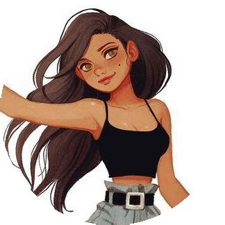 Cute Cartoon Girl With Brown Hair