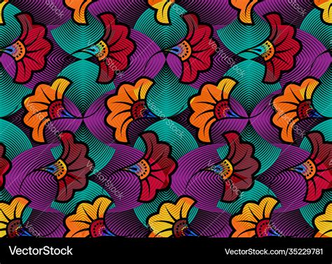 African wax print fabric ethnic flowers pattern Vector Image