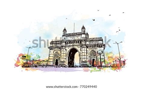 Watercolor Splash Hand Drawn Sketch Gateway Stock Vector (Royalty Free ...