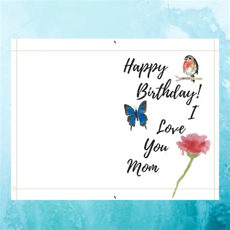 Printable Birthday Card for Mom Birthday Wishes Mother Robin Butterfly ...