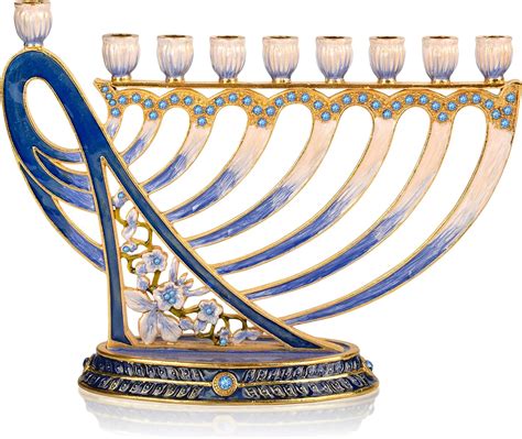 Hanukkah Menorah - Fits All Standard Chanukah Candles - Modern Jeweled ...