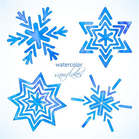 Premium Vector | Set of watercolor snowflakes