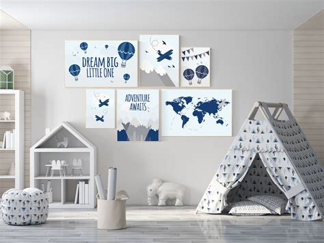 Adventure nursery decor, nursery decor boy adventure, nursery decor boy plane, world map nursery ...