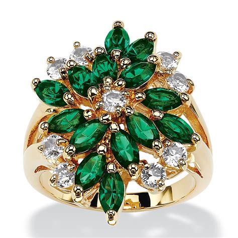 PalmBeach Jewelry Marquise-Cut Emerald Green Crystal Cluster Cocktail ...