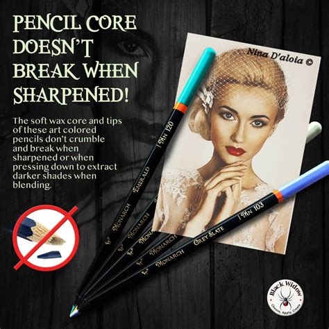 Black Widow Colored Pencils for Adults - 24 Coloring Pencils with Smooth Pigments - Best Color ...
