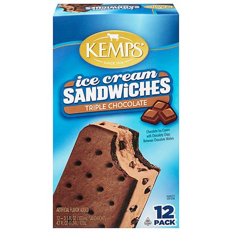 Kemps Ice Cream Sandwiches, Triple Chocolate, 12 Pack 12 ea ...