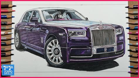 Rolls Royce Phantom Drawing 롤스로이스 팬텀 | 색연필_손그림_영스킬스 - YouTube