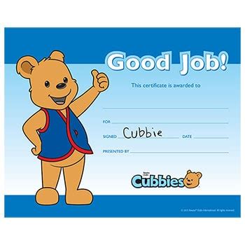 Awana Cubbies Recognition Certificate (10 Pack) – Awana