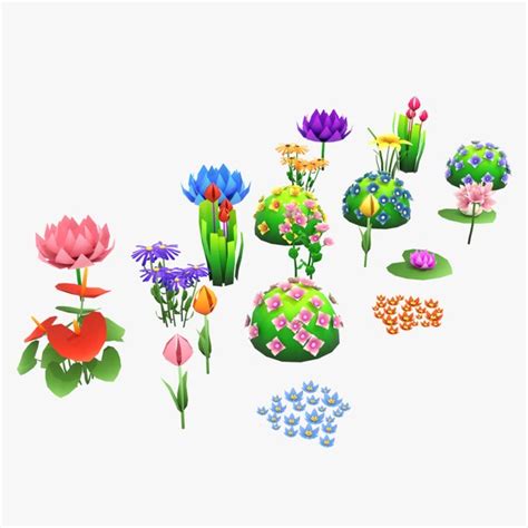 Stylize Low Poly Flowers Pack 01 3D - TurboSquid 1820818